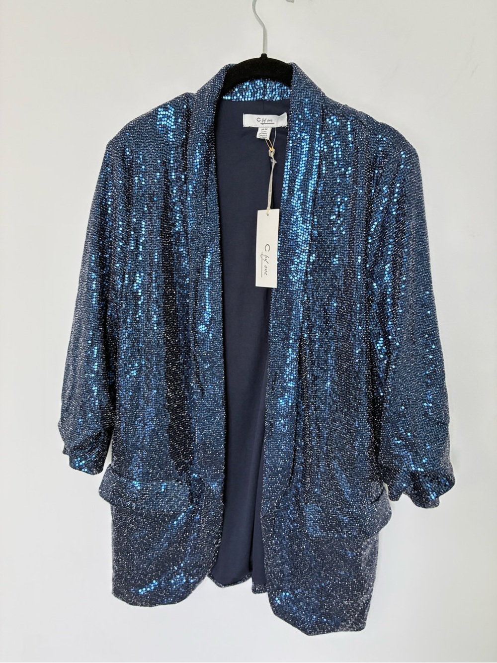 C by One  Collective Shimmering Navy Sequin Blazer